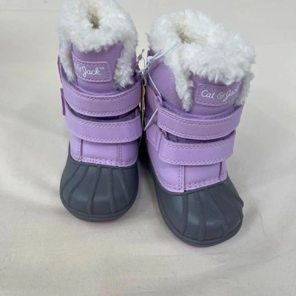 Cat‎ & Jack Girls Snow Boots Size 5 Purple & Gray Waterproof Winter Boots